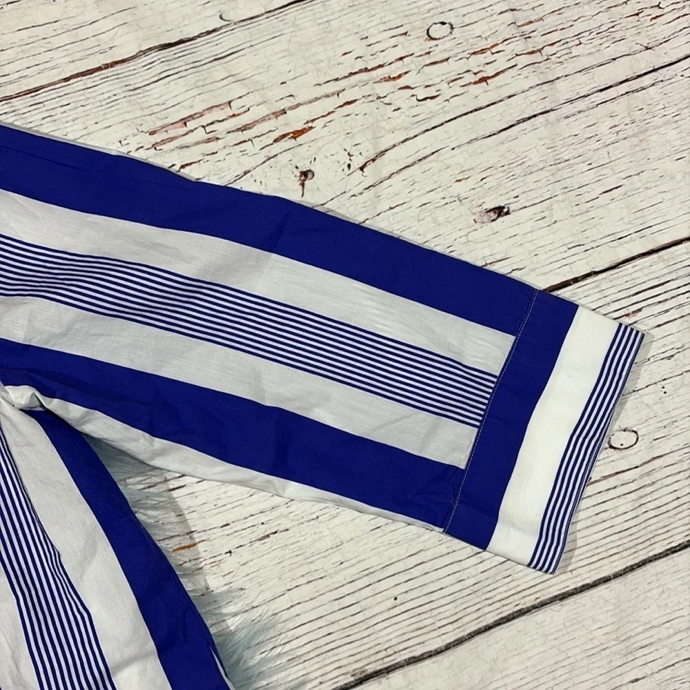 J. Crew nautical Button-front cotton poplin tunic in stripe